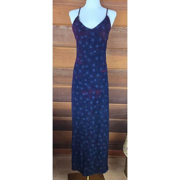 Byer Too Womens Y2K Fairy Grunge Dress M Velvety Galaxy Glitter Rhinestone Prom